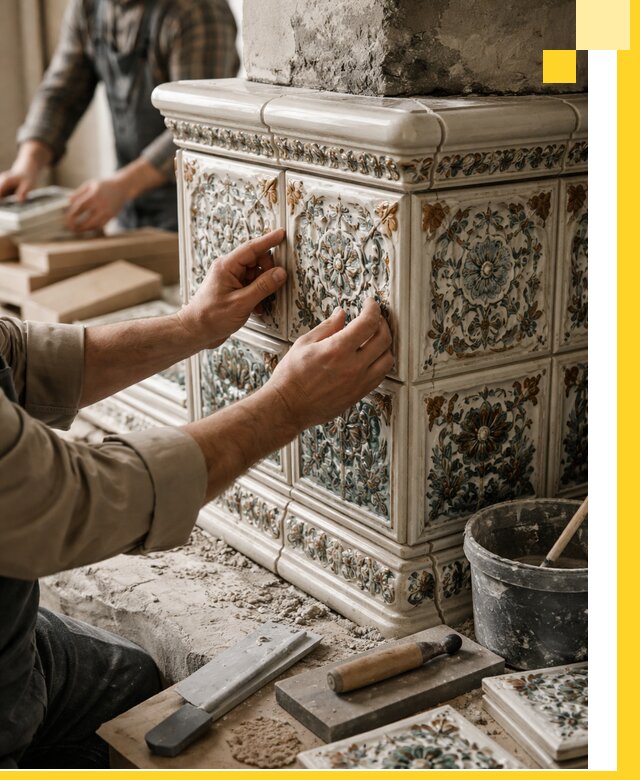 Изразцовые камины под ключ в Энгельсе: проект и монтаж