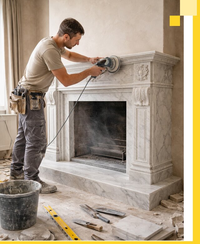 Изготовление и установка мраморных каминов в Энгельсе под ключ