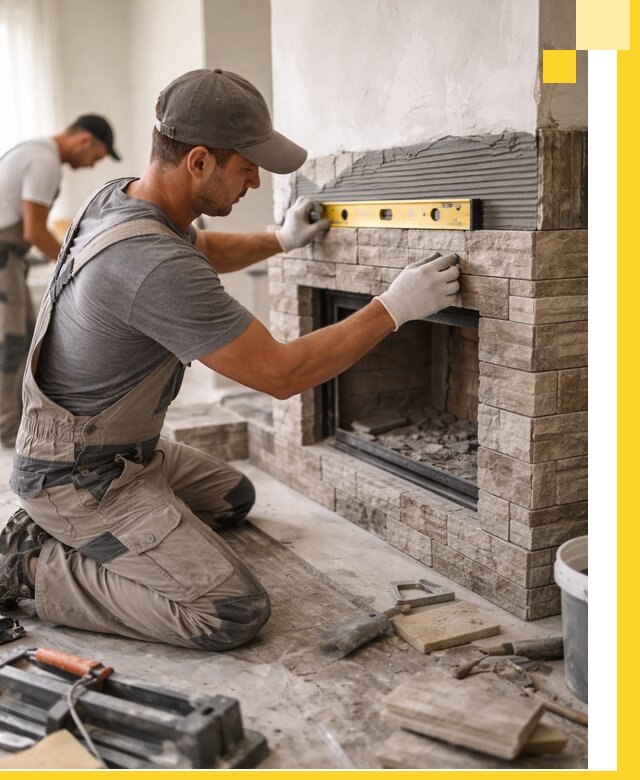 Облицовка каминов в Энгельсе, монтаж и отделка натуральным камнем