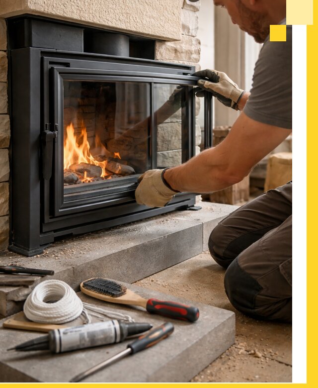 Производство, монтаж и доставка каминов со стеклом в Энгельсе