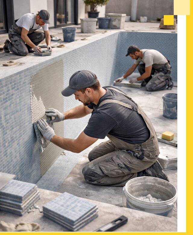 Облицовка бассейнов в Энгельсе плитка мозаика гидроизоляция