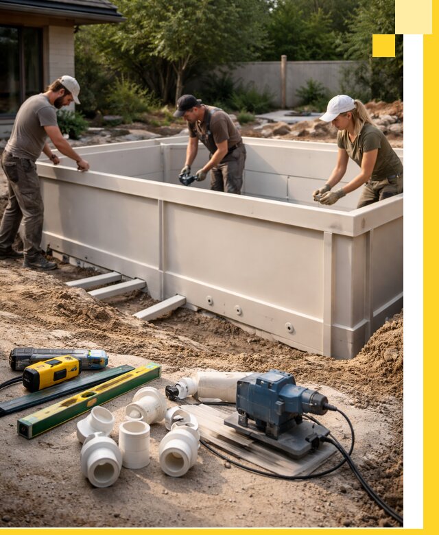 Установка полипропиленовых бассейнов под ключ в Энгельсе