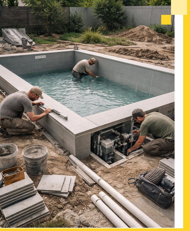 Строительство и монтаж бассейнов для дачи под ключ в Энгельсе