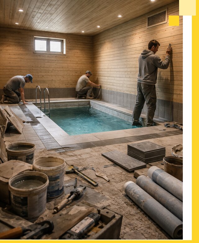 Строительство бани с бассейном и сауной под ключ в Энгельсе