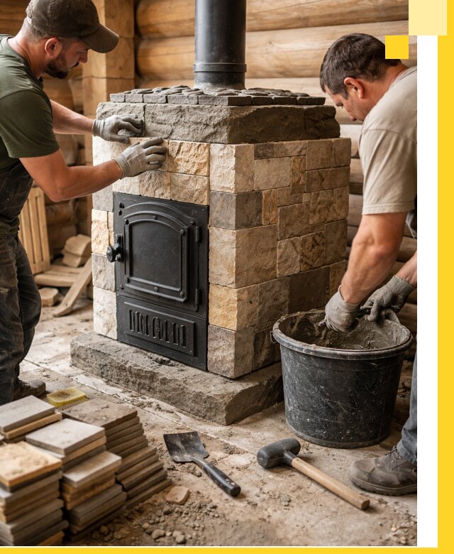 Облицовка банной печи под ключ в Энгельсе: камень и плитка