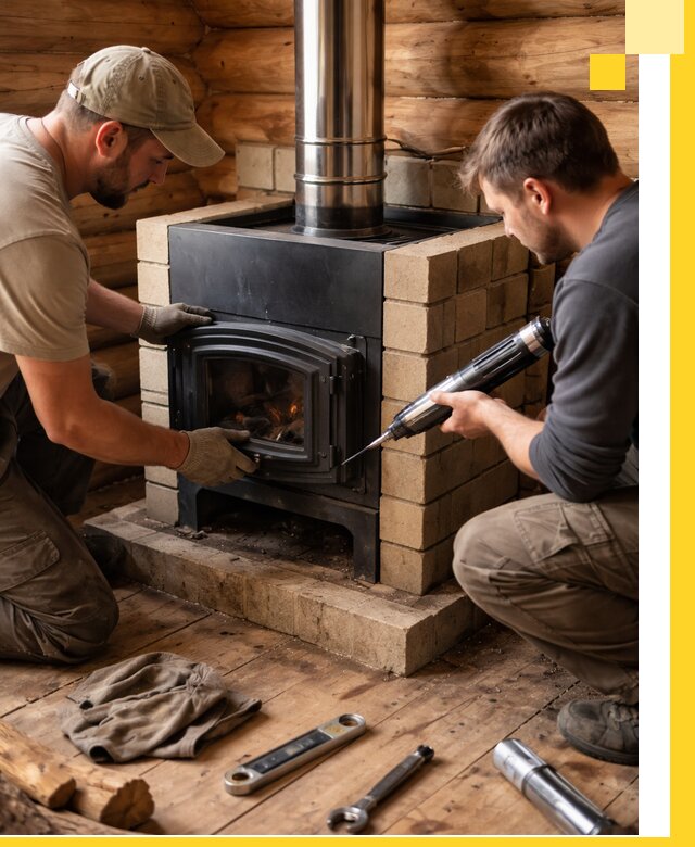 Монтаж и установка печи в бане под ключ с гарантией в Энгельсе