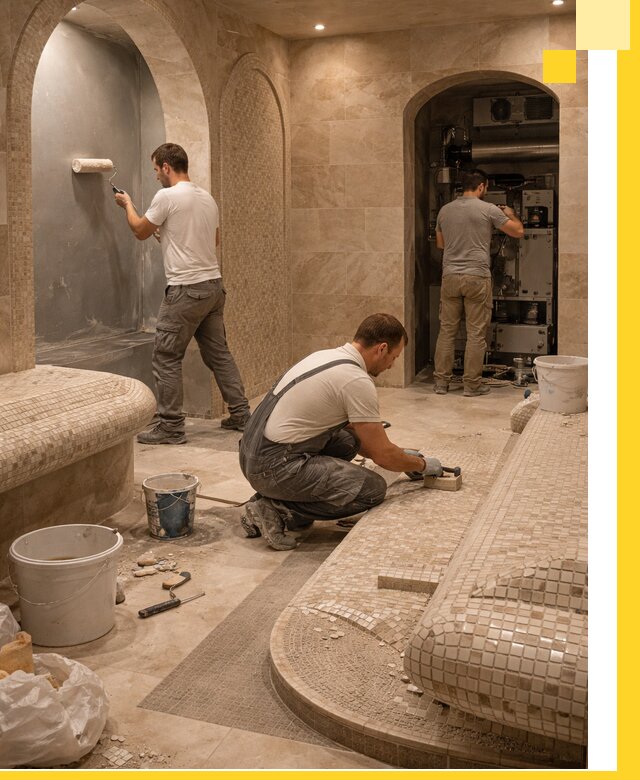 Строительство бани с хамамом и бассейном под ключ в Энгельсе