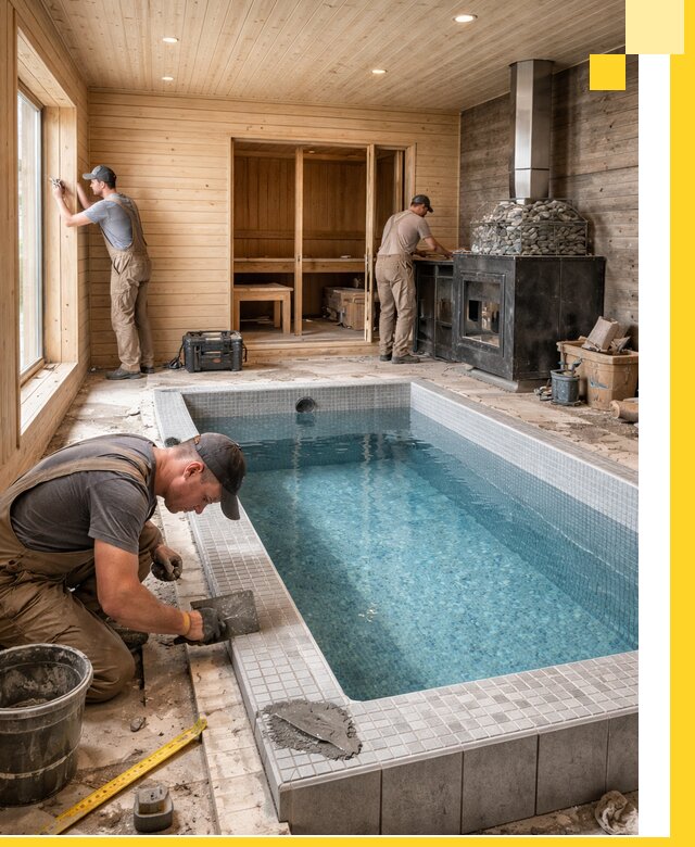 Проект бани с бассейном и сауной в Энгельсе под ключ